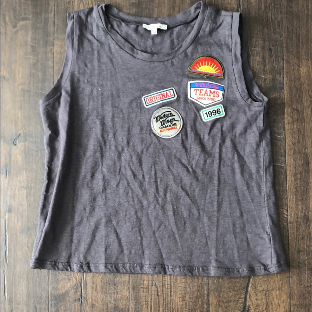 Cozy Casual Grey Muscle Patch Tank